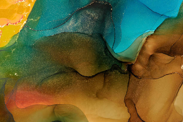 istock Natural  luxury abstract fluid art painting in liquid ink technique. Tender and dreamy  wallpaper. Mixture of colors creating transparent waves and golden swirls. For posters, other printed materials 2163412459