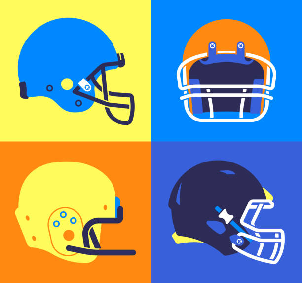 Football helmet rivalry competition retro and modern design elements.