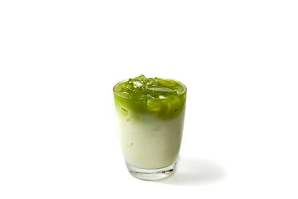 Ice green tea put on white background and isolated style.