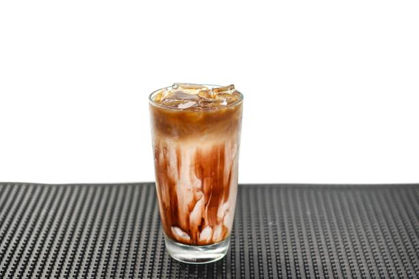istock Special menu with ice mocha serving on bar mat with white background. 2163417312
