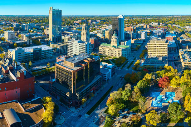 istock Aerial Autumn Downtown Capitol and Park Panorama 2163424813
