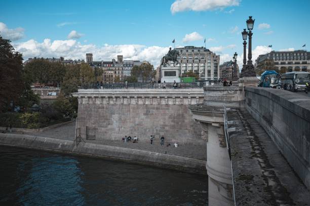Paris, France - October 19, 2023 : A view of a bridge over a river in Paris.