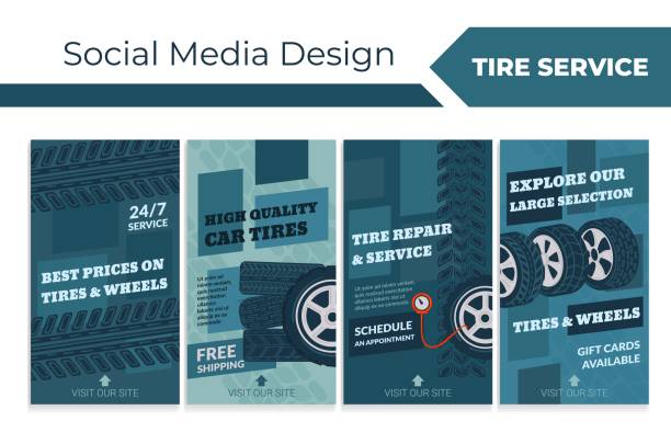 istock Social media banner set with tire service promo 2163426910