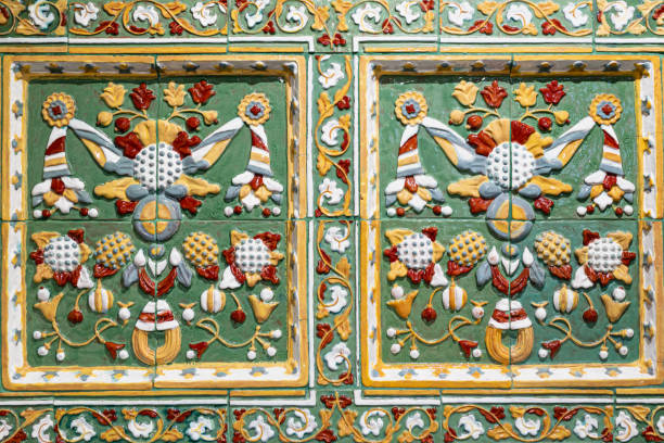 Intricate persian tile mosaic featuring vibrant colors and floral patterns, reflecting traditional iranian art and design on a wall in tehran, capturing cultural heritage and elegance