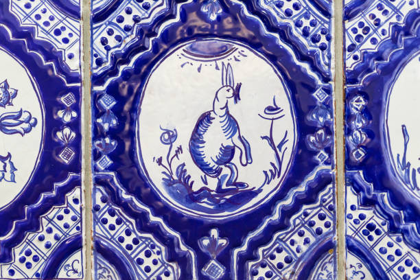 Hand Painted Ceramic Tile Stove Detail
