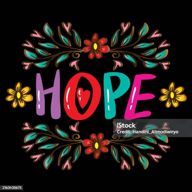 Hope Lettering Template Hope Lettering With Floral Wreath Motivational Quote Stock Illustration ...