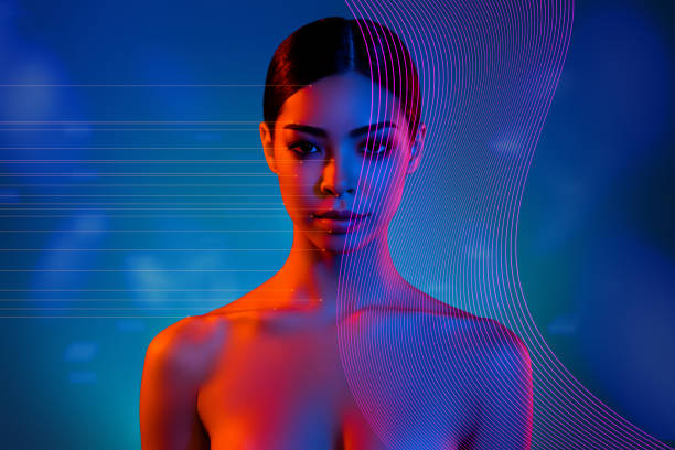 istock Creative vr innovative collage of asian girl using modern tech analyzing skin condition 2163437415