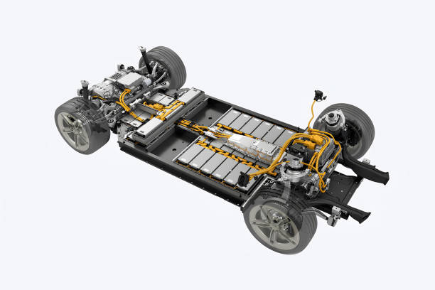 istock Modern electric car chassis x-ray vehicle battery in studio environment 2163438290