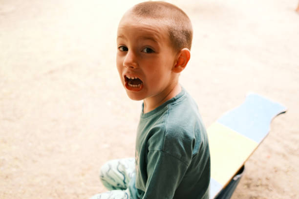 Little boy screaming out frightened