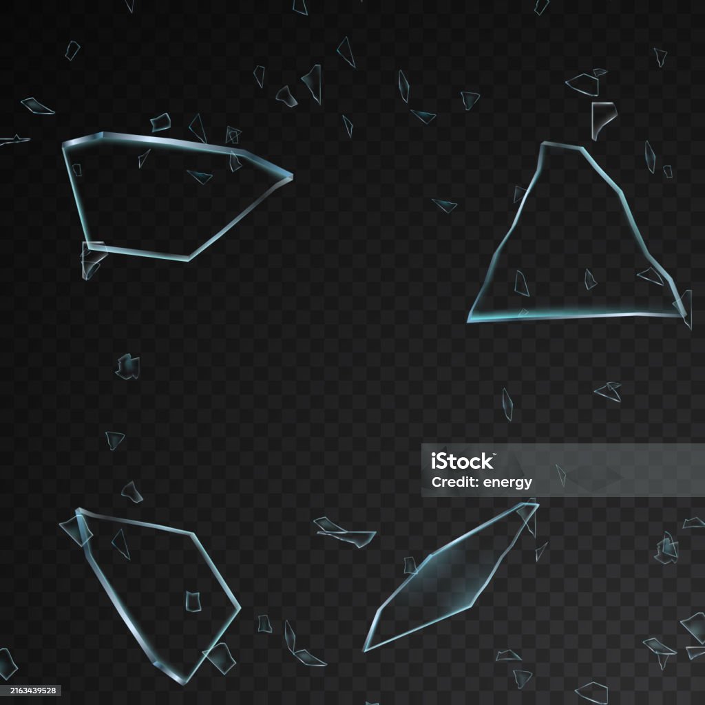 Imploding Triangle Shatter Image Shards Of Broken Glass Realistic Pieces On Transparent Background ...