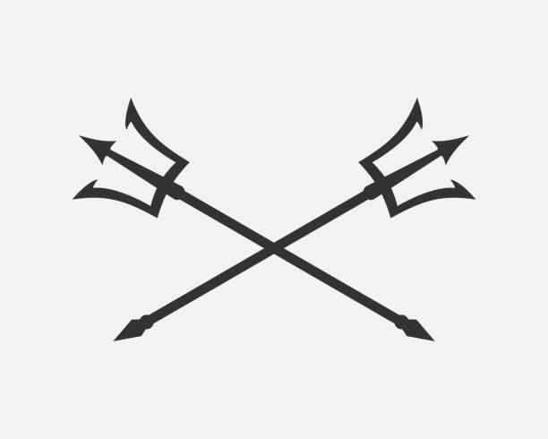 Crossed tridents Poseidon tridents graphic icon. Crossed harpoons sign isolated on white background. Vector illustration greek god poseidon backgrounds stock illustrations