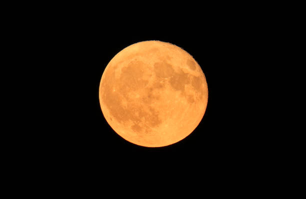 istock Orange Full moon with black background, Montreal, Canada 2163451181