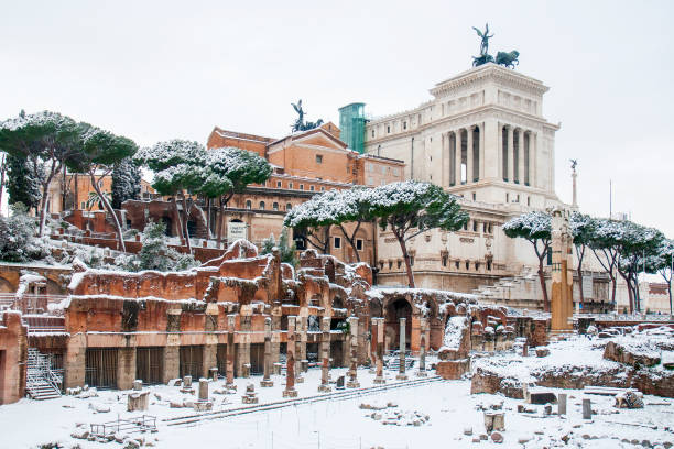 istock Snow-covered Roman forum 2163452875