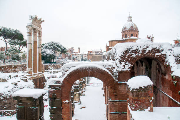 istock Snow-covered Roman forum 2163452895