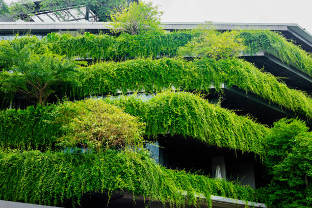 istock Floors with plants at facade of office building 2163467629