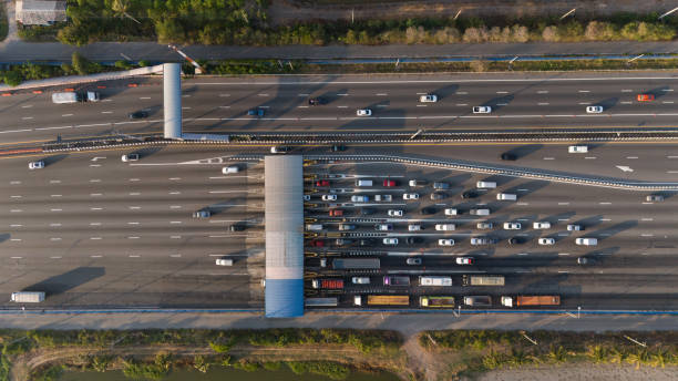 istock Aerial view gate for expressway fee payment in the city. 2163473873