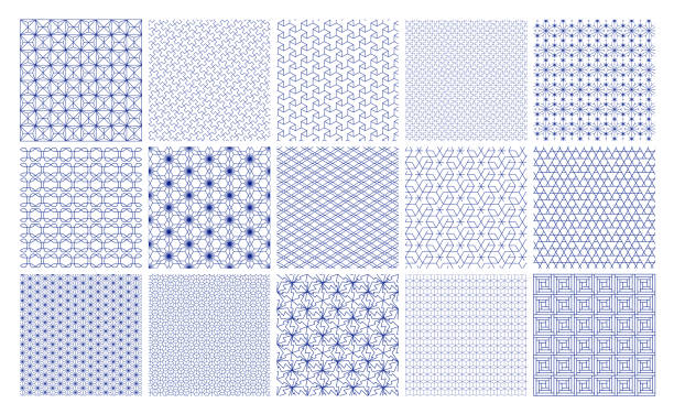 Japanese pattern seamless pattern set. Vector Japanese style Design Japanese pattern seamless pattern set. Vector Japanese style Design handle stock illustrations