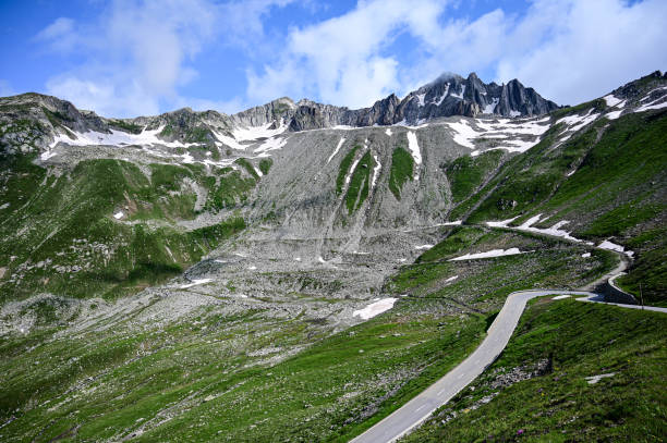 Summertime in the Swiss Alps. A beautiful and peaceful natural landscape in the canton of Valais  near Nufenen pass, Switzerland, Europe