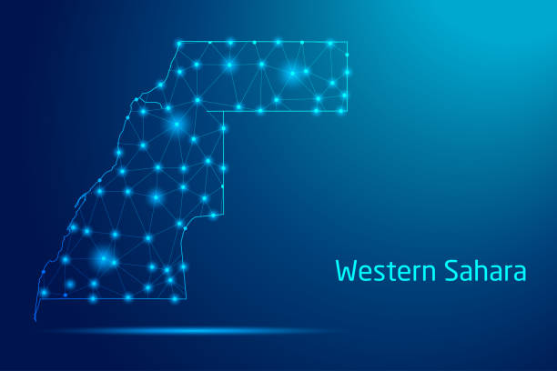 istock Western Sahara map - concept of communication technology, graphic of low poly. 2163488518