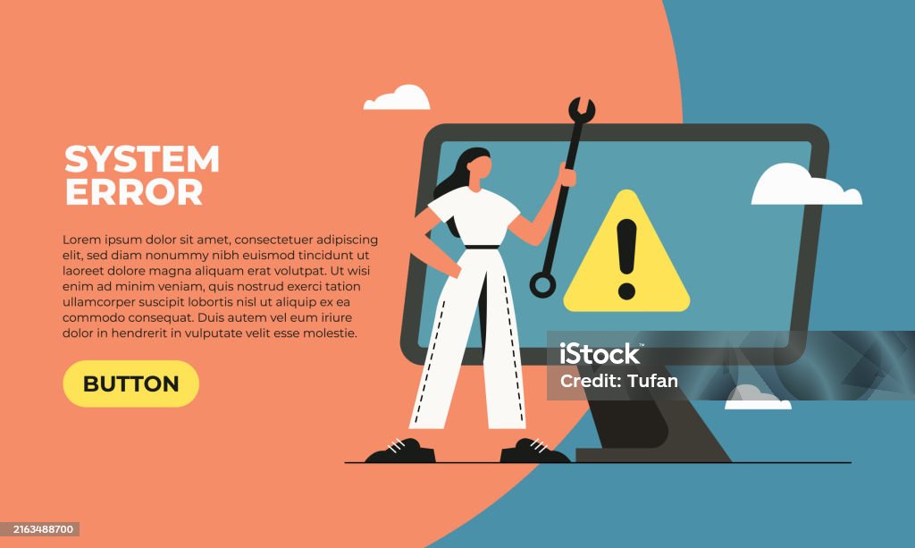 System Error Technical Issue Resolution It Support Flat Vector ...