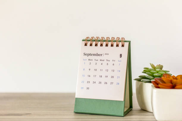 istock Monthly desk calendar for September 2024 on your desktop. Copy space. 2163491732