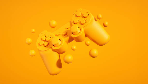 istock Yellow 3d gamepad render highlighting gaming and entertainment. 3d rendering. 2163493141