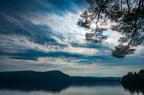 Morning light over Wyman Lake in Bingham Maine during summer