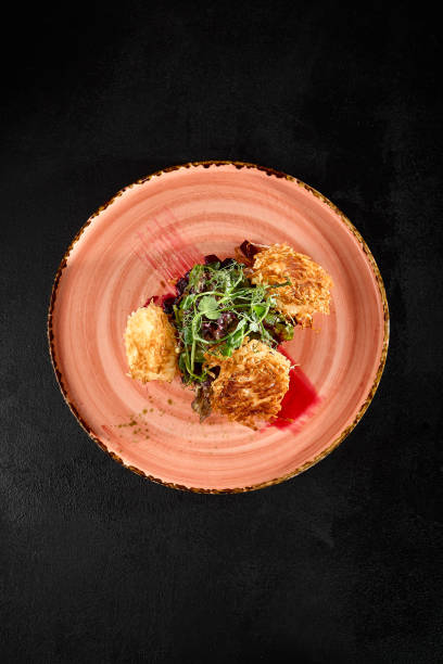 istock Fried Tempura Cheese with Beets on a Rustic Plate - Gourmet Cuisine 2163500432