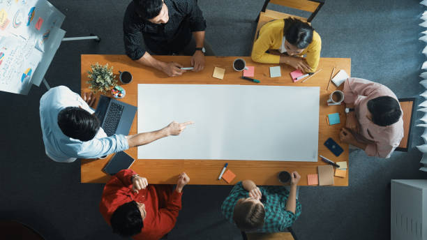 istock Top view of business people discussing and explain about plan. Convocation. 2163507370