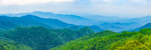 istock Panorama Along Blue Ridge Parkway: Thunder Struck Ridge Overlook, North Carolina 2163510881