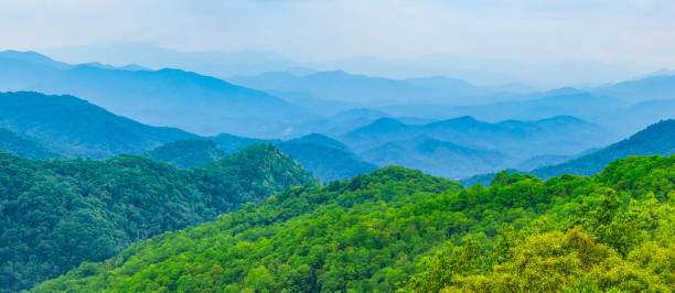 istock Panorama Along Blue Ridge Parkway: Thunder Struck Ridge Overlook, North Carolina 2163510882