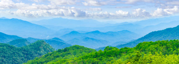 istock Panorama Along Blue Ridge Parkway: Thunder Struck Ridge Overlook, North Carolina 2163510886