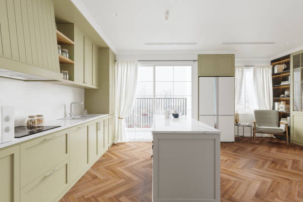istock Modern Kitchen With Utensils And Appliances 2163511103