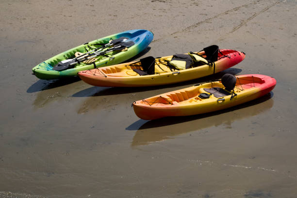 Ocean kayaks at the beach ready to enjoy.