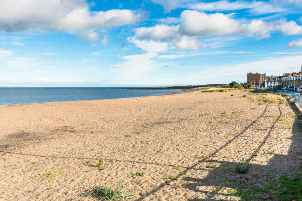 istock Empty sandy beach in Musselburgh on a sunny autumn day 2163515733