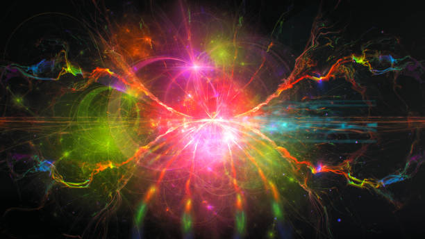 Abstract image of distant galaxies merging together. This is entirely CGI generated and generic.