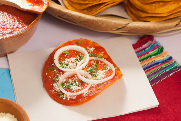 istock Toasted corn tortillas with a delicious topping. 2163525809