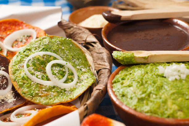 istock Toasted corn tortillas with a delicious topping. 2163525840