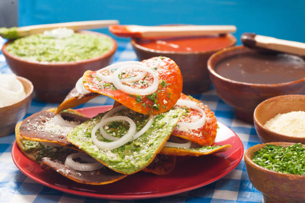 istock Toasted corn tortillas with a delicious topping. 2163525842