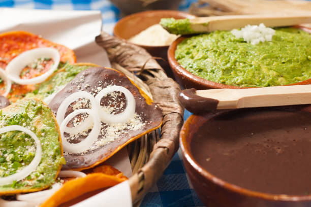 istock Toasted corn tortillas with a delicious topping. 2163525843