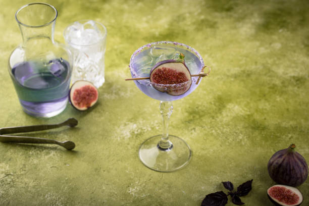 istock Purple fig cocktail or mocktail in glass 2163526770