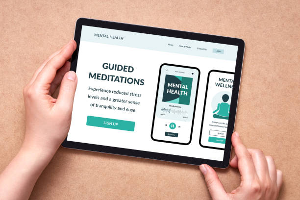 istock Mental health app concept on tablet screen 2163532277