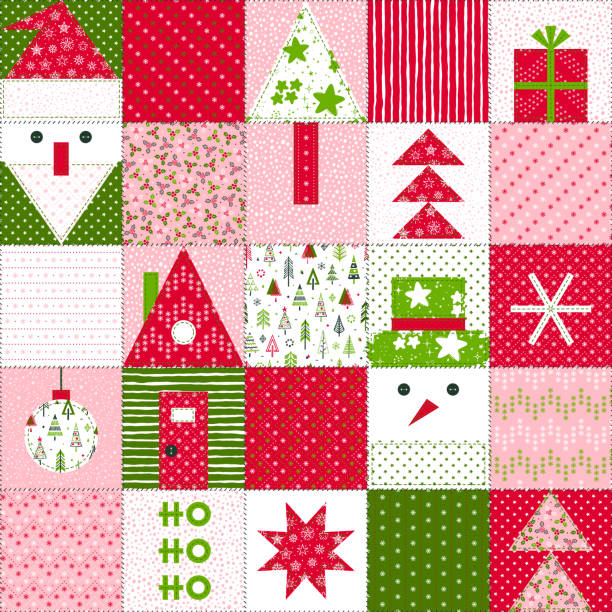 istock Christmas, New Year, Winter Holidays. Patchwork Background. Decorative Abstract Geometric Mosaic Pattern in Folk Style. Vector Seamless Quilting pattern. 2163534326