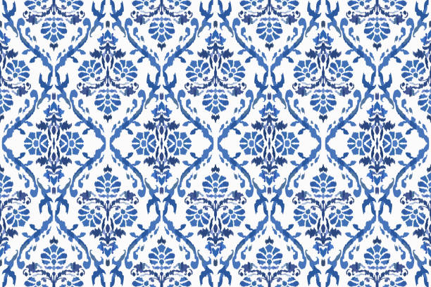 istock Ikat tribal Indian seamless pattern. Ethnic Aztec fabric carpet mandala ornament native boho chevron textile.Geometric African American oriental traditional vector illustrations. Embroidery style. 2163547168