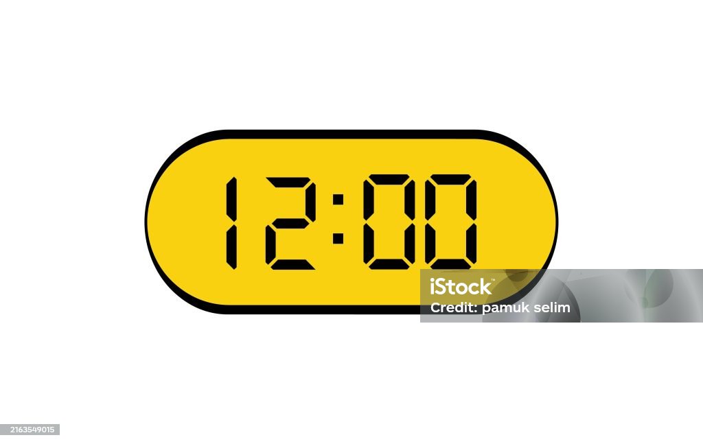 Clock Xii Digital Clock Stock Illustration - Download Image Now - 12 O'Clock, 24 ...