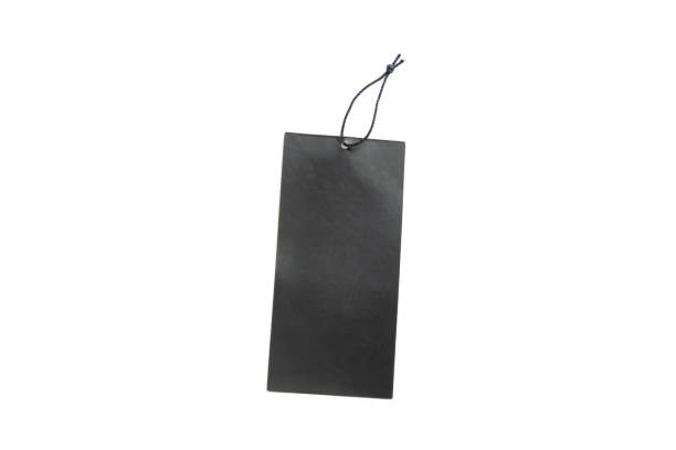istock Paper price tag with string isolated on white background, Black square paper label 2163549070