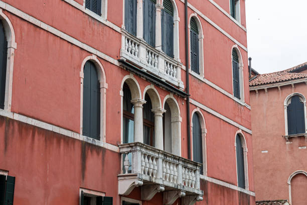 View to typical house with balcony and windows in Venice