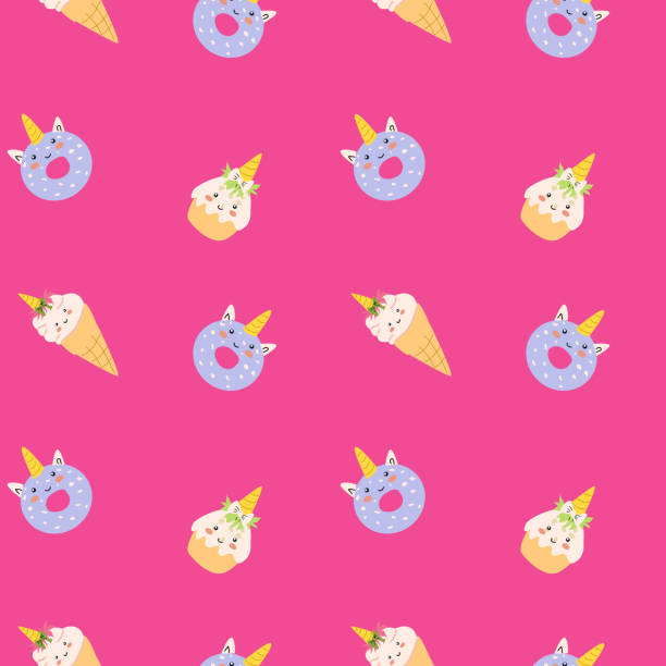 istock Childrens holiday pattern with confetti and cute animal. Childish birthday invitation 2163552877