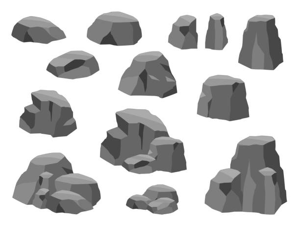 Simple rock illustration material set