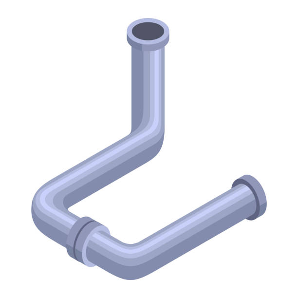 Pipes isometric. Pipe tube for water. Plumbing construction pipeline with serviceable element. 3d industrial water system Pipes isometric. Pipe tube for water. Plumbing construction pipeline with serviceable element. 3d industrial water system. pvc flange stock illustrations